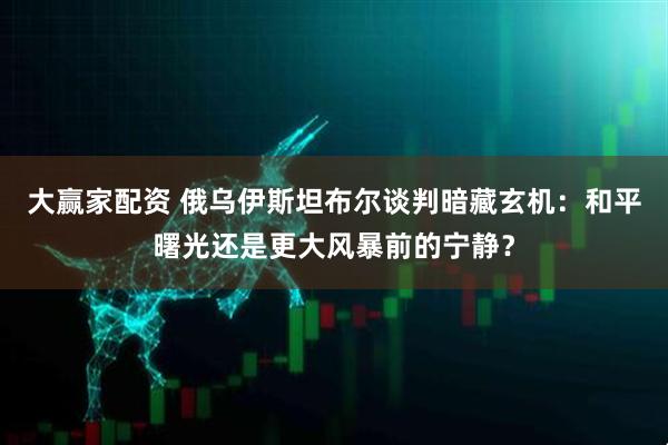 大赢家配资 俄乌伊斯坦布尔谈判暗藏玄机：和平曙光还是更大风暴前的宁静？